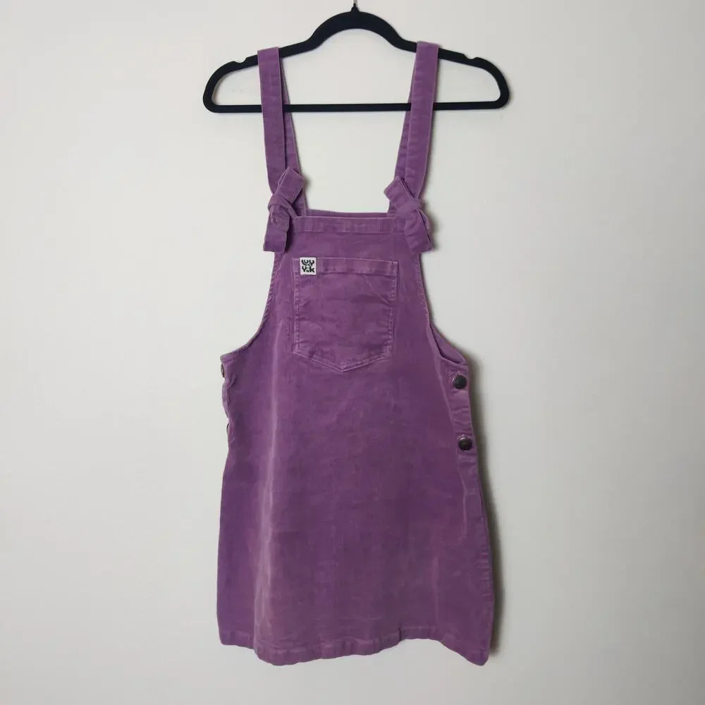 Lucy & Yak Mini Pini Corduroy Overall Pinafore Jumper Dress Medium Grape Purple - Picture 3 of 13
